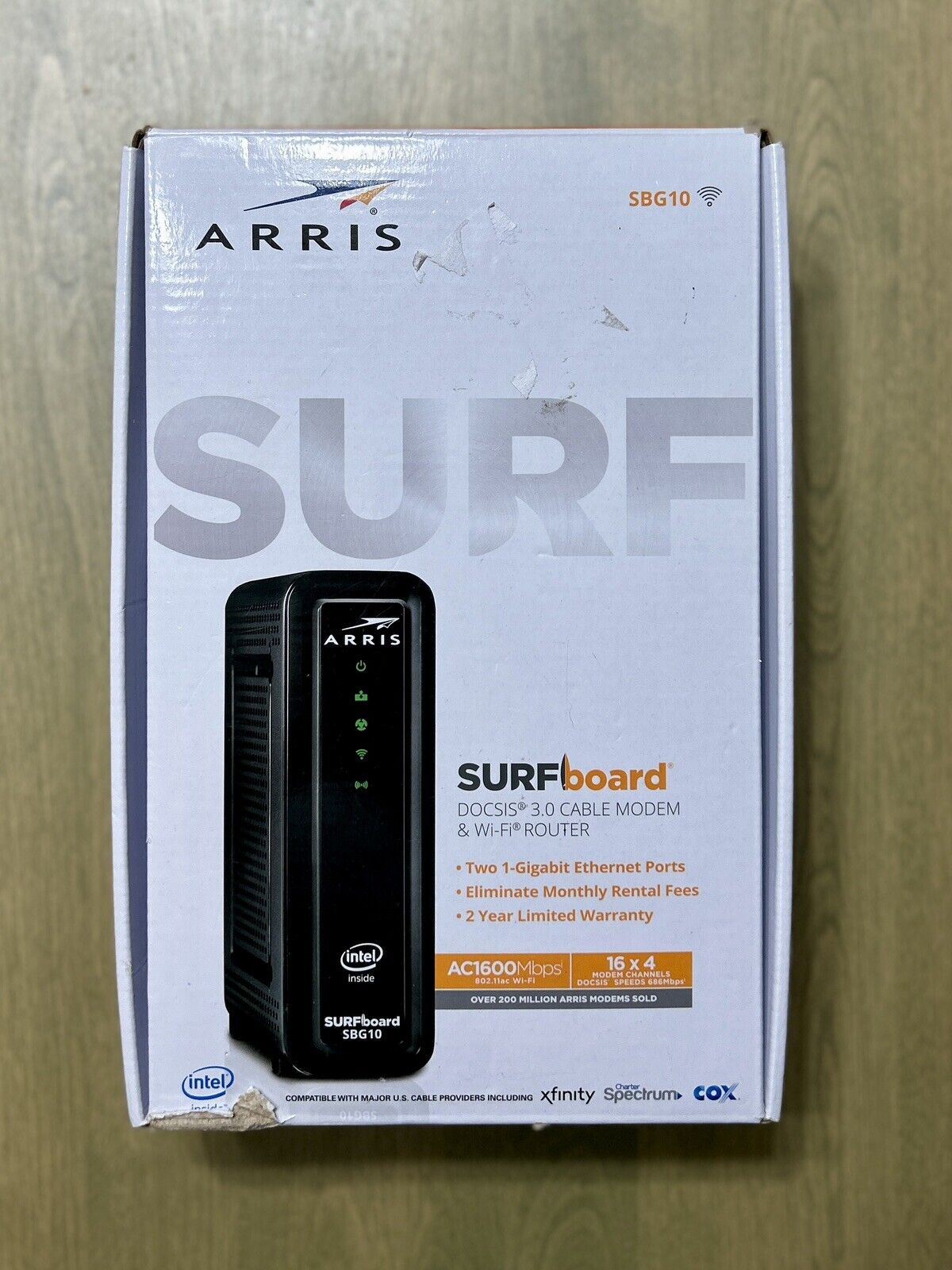 ARRIS Surfboard SBG10 Wi-Fi Cable Modem. Complete w/ Power Cord