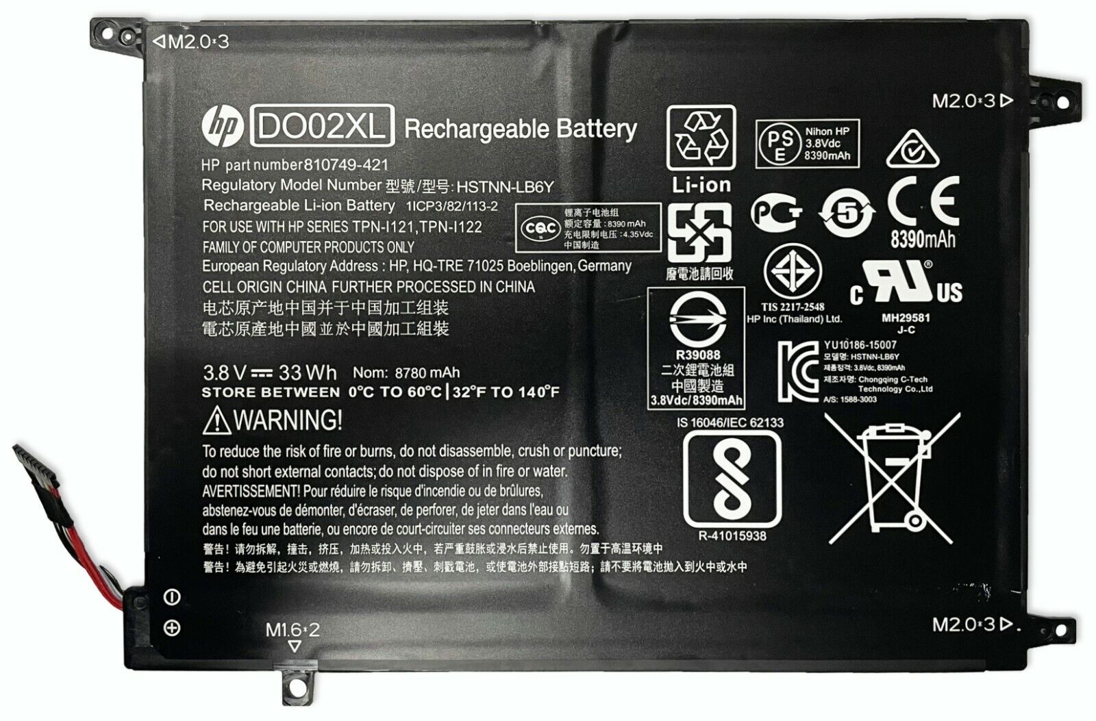 Genuine DO02XL OEM Battery for HP Pavilion X2 210 G1 10-N HSTNN-LB6Y 810985-005