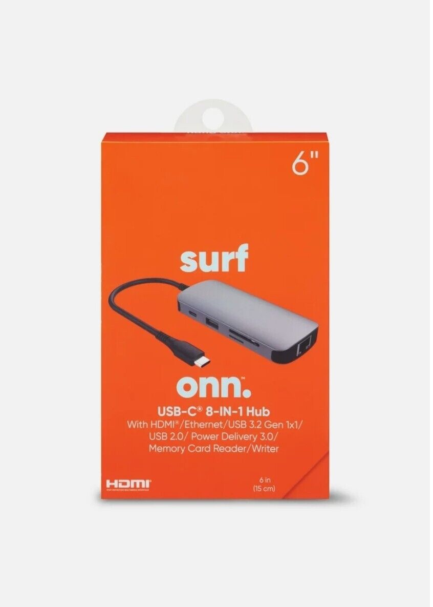 Surf Onn. USB-C 8-in-1 with HDMI/Ethernet/USB 3.2 Gen 1x1/USB 2.0 100025015