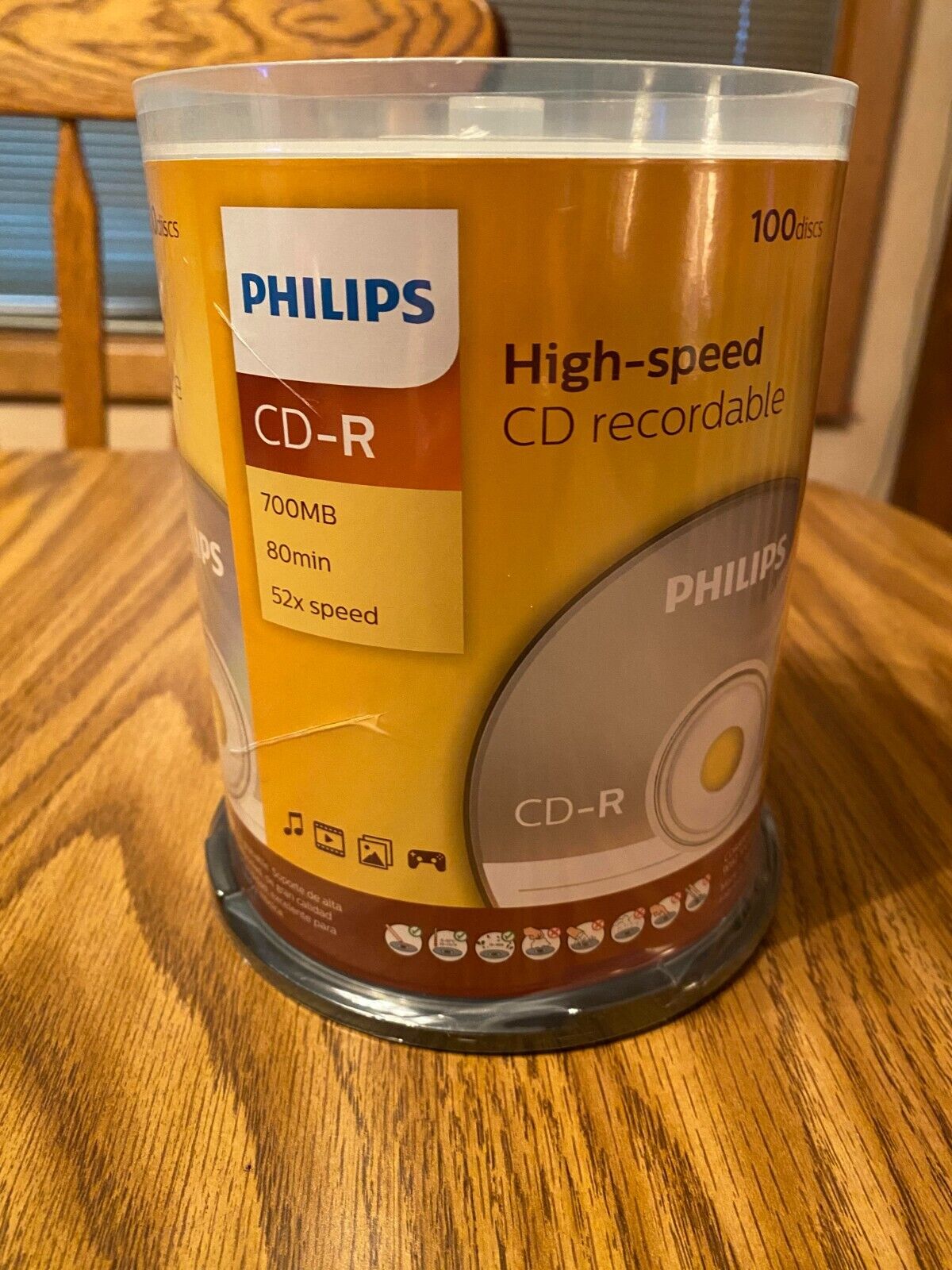 Philips CD-R 700MB 80 Min 52x Speed / High Speed Recordable CDs 100 pack NEW