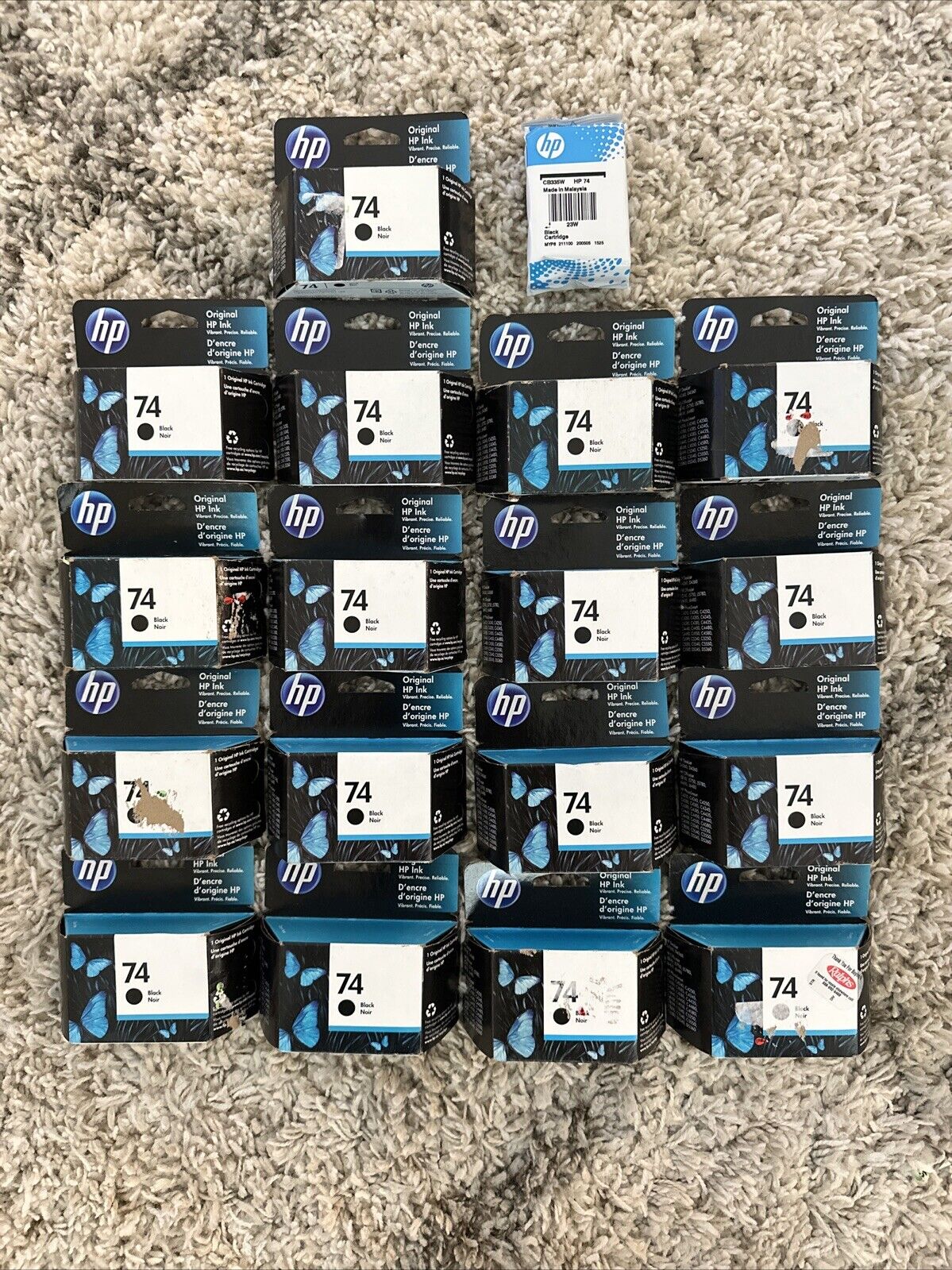 New And Sealed - Lot Of 18 - HP 74 Black  Ink Cartridges - Exp 2023-2024