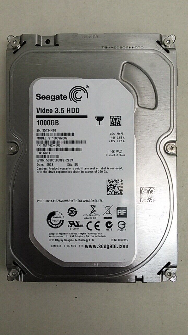 Lot of 2 Seagate Video 3.5 ST1000VM002 1 TB 3.5\