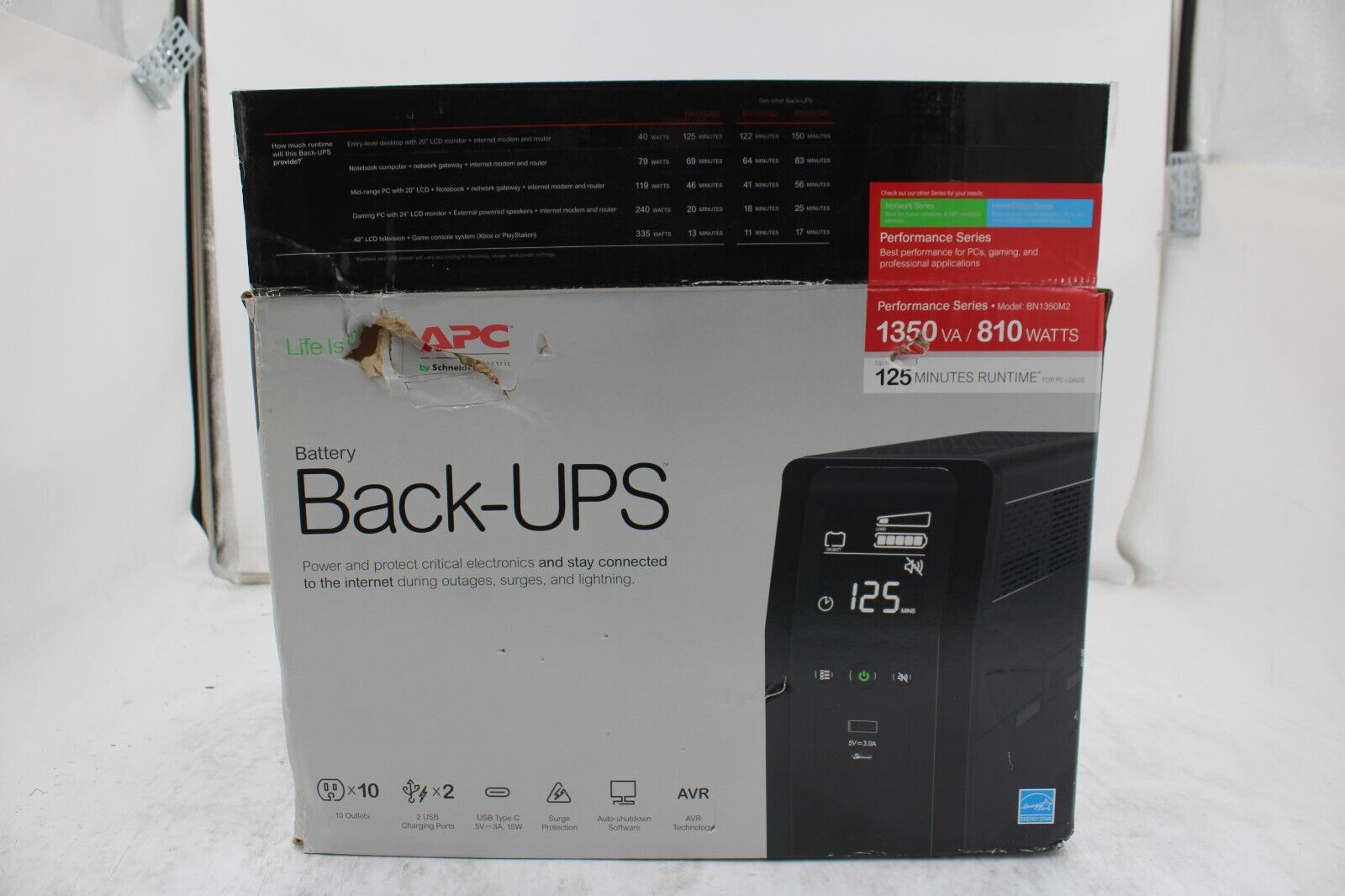 New Open Box APC BN1350M2 120V 810W Desktop Freestanding Battery Backup