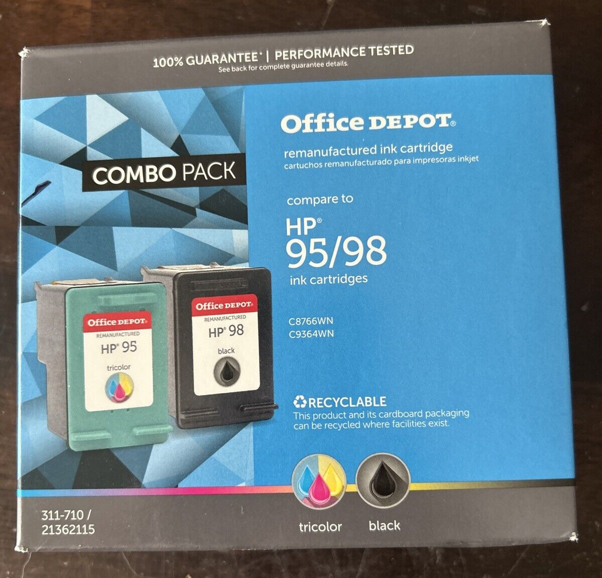 HP 95/98 Black & Tri-Color Ink Cartridges Office Depot Compatible DeskjetPrinter