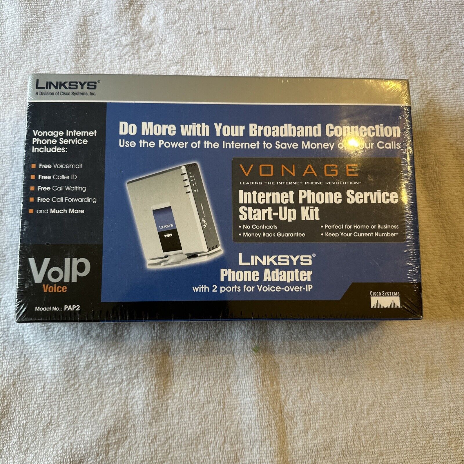 Linksys Phone Adapter Vonage with 2 Port Voice Over IP VOIP PAP2 - NEW SEALED