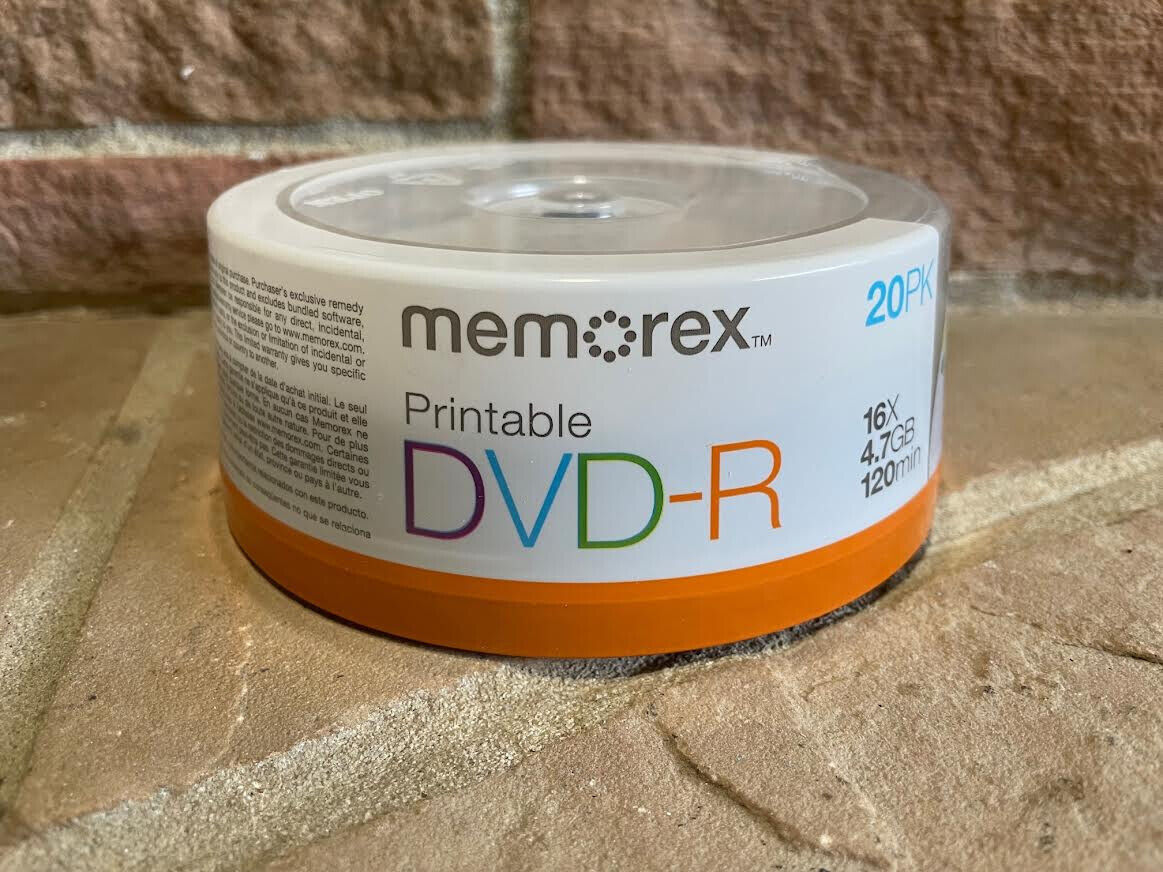 Memorex DVD+R 16x 4.7GB 20 Pack Spindle Printable BRAND NEW