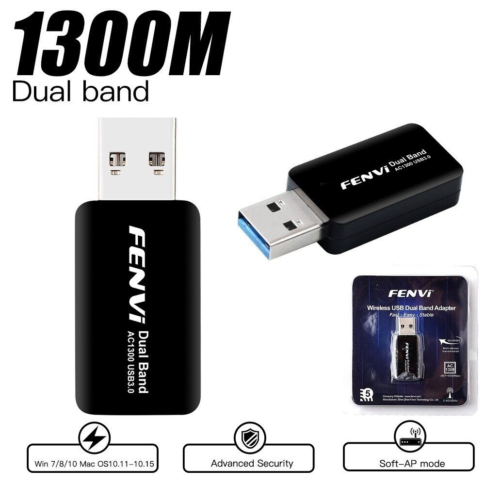 100PCS USB Wifi Adapter 1200Mbps Long Range Dongle Dual Band USB Network Card