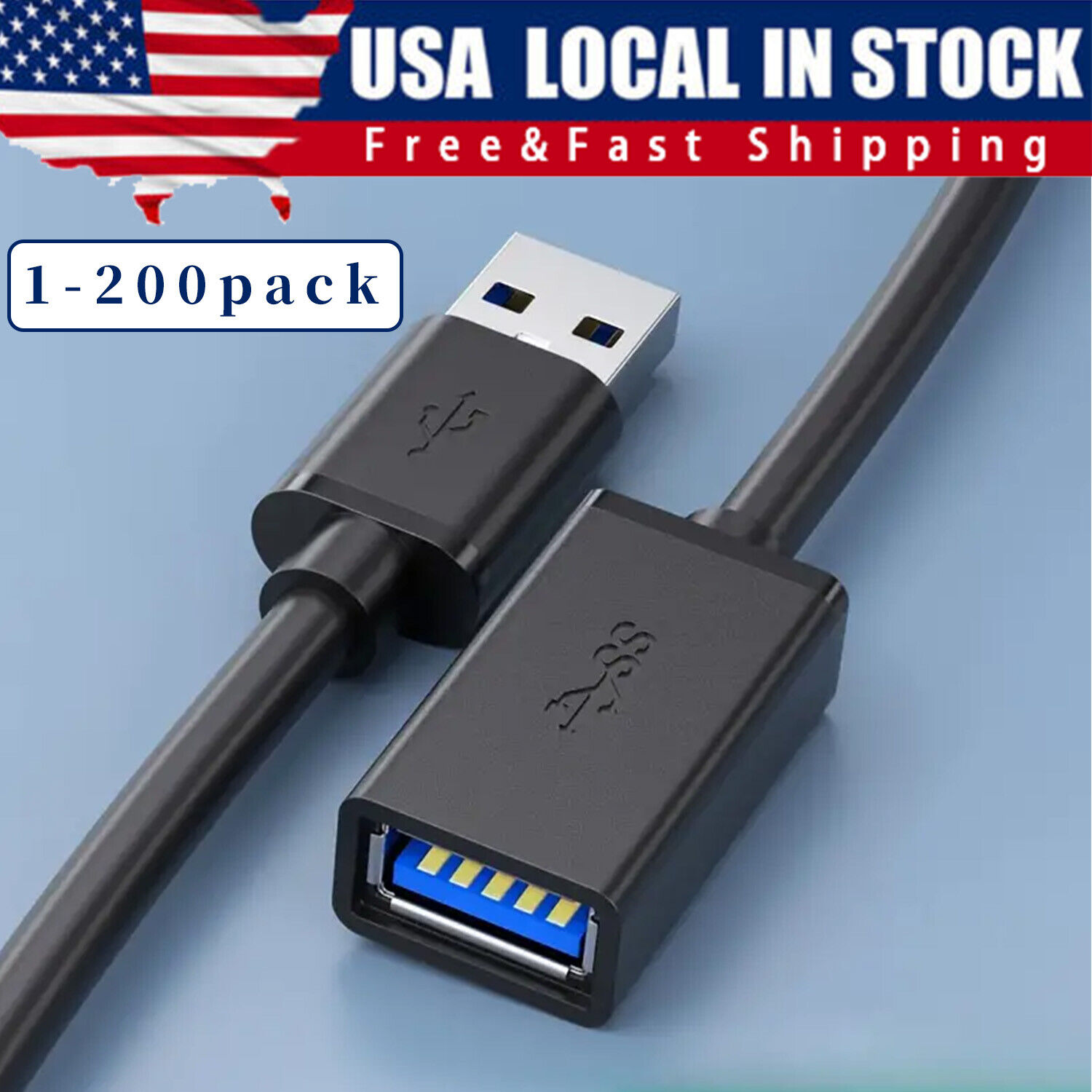 USB3.0 Extension Cable High Speed Extender Cord Adapter TypeA Male to Female Lot
