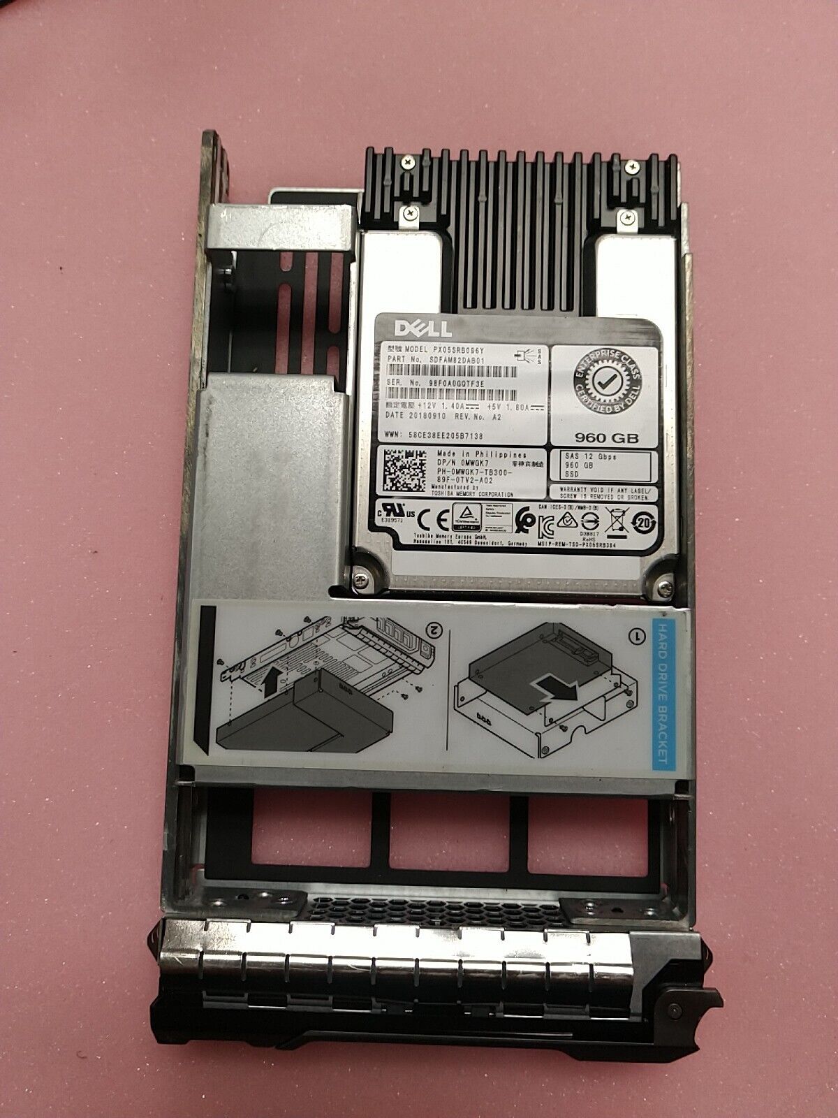 Dell 960GB SAS 12Gbps  2.5''Enterprise SSD PN: MWGK7 PX05SRB096Y