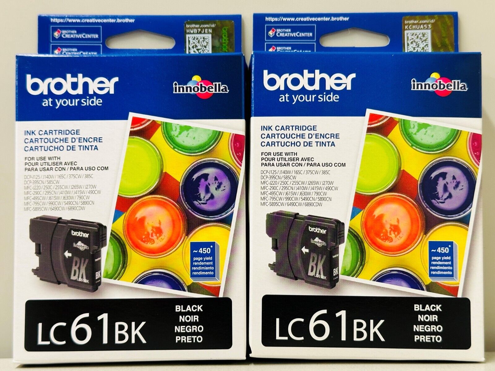 New Genuine Brother LC61 Black 2PK Ink Cartridges MFC-255CW MFC-290C