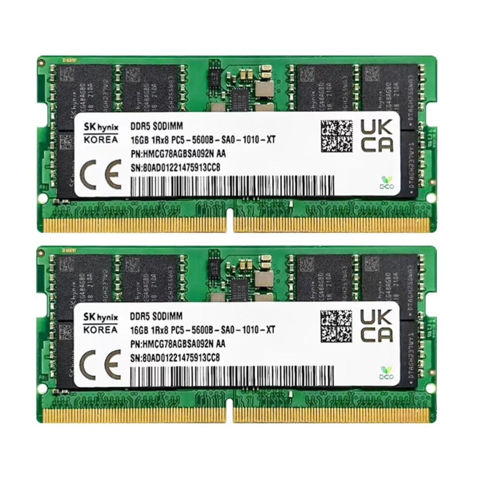New SK Hynix 32GB (2X 16GB) DDR5 5600MHz PC5-44800 1RX8 Laptop SODIMM Memory Ram