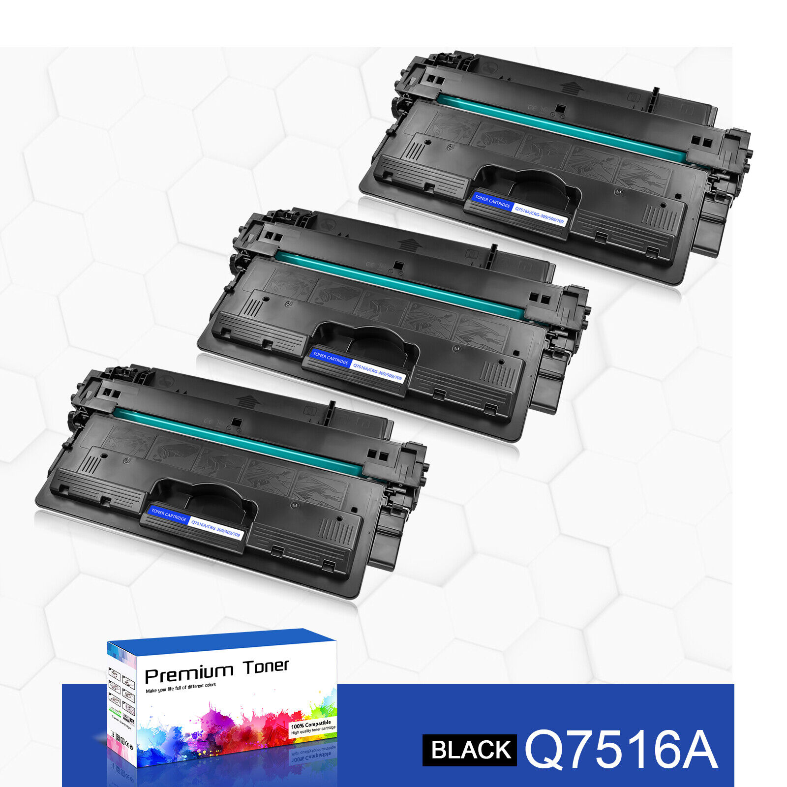 3PK High Yield Toner Cartridge Q7516A Compatible For HP LaserJet 5200n 5200tn