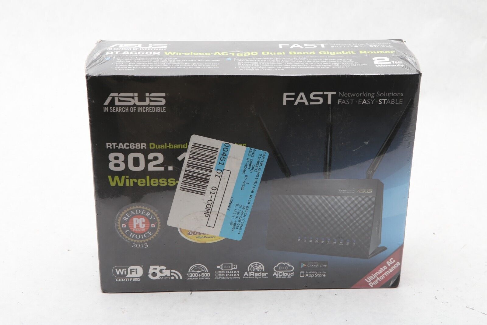 ASUS RT-AC68R Dual-band Gigabit Aimesh WiFi Router 802.11ac AC1900 - O11