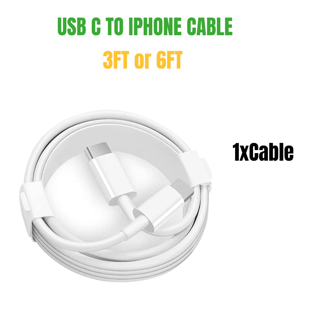 1/3X 20W USB C Fast Charger Cable 3/6Ft PD Type C Cord For iPhone 14/13/12/8 Lot