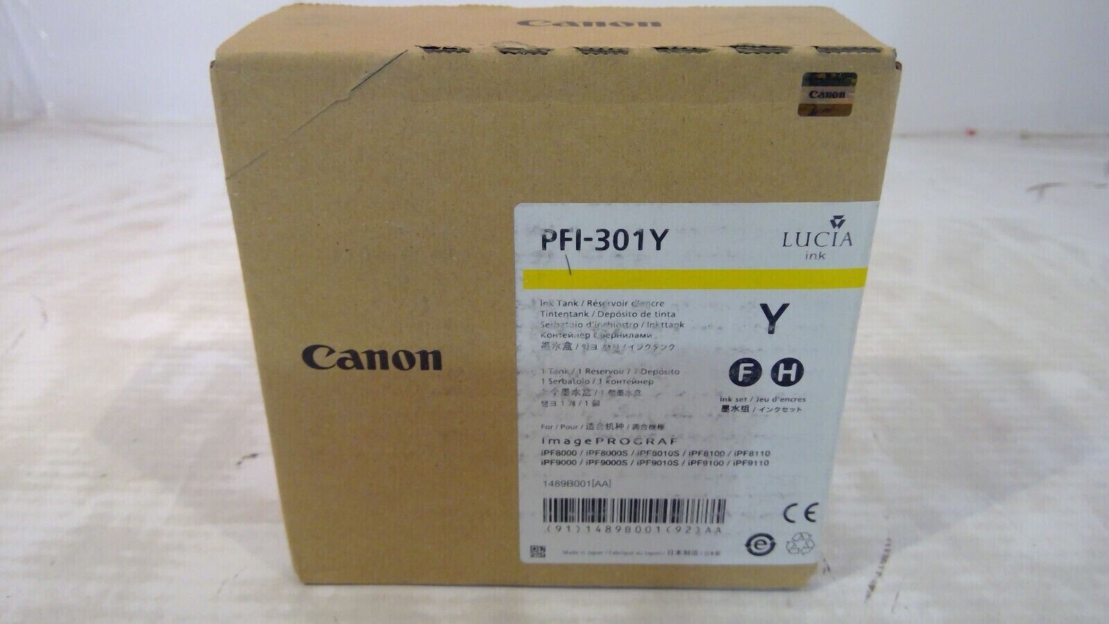Genuine Canon PFI-301Y iPF8000/9110 Yellow Ink 1489B001(AA) 2020/03 NEW SEALED