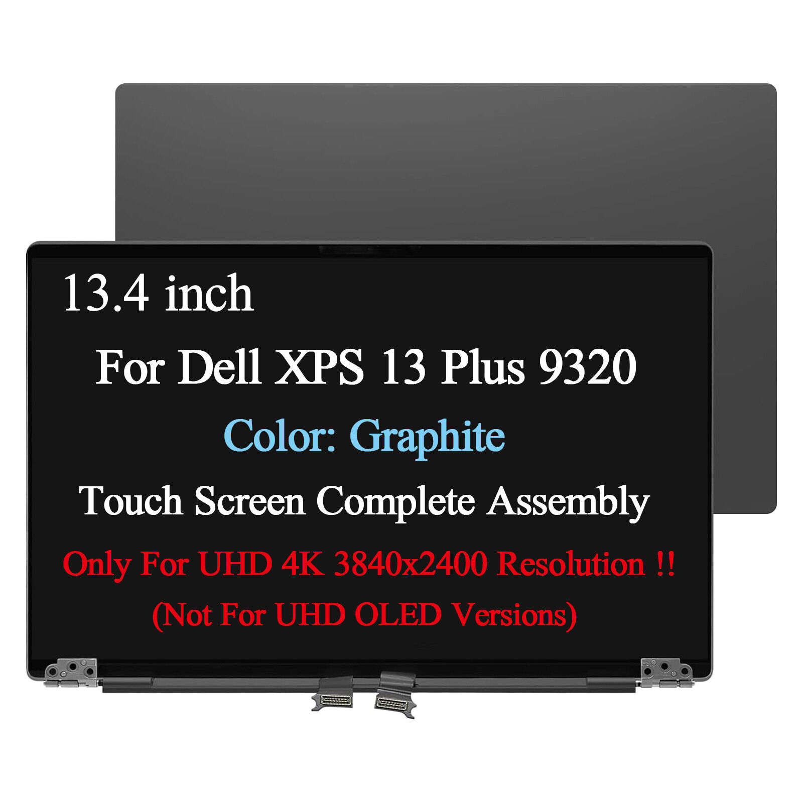 For Dell XPS 13 Plus 9320 LCD Touch Screen Complete Assembly 3840x2400 Graphite