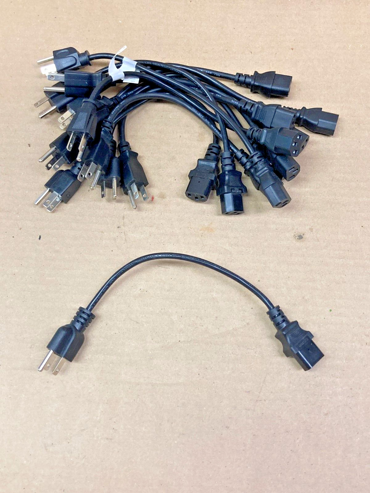 Lot Of 12 ~ 1ft Computer Power Extension Cord Black ~ NEW ~ One Dozen Cords