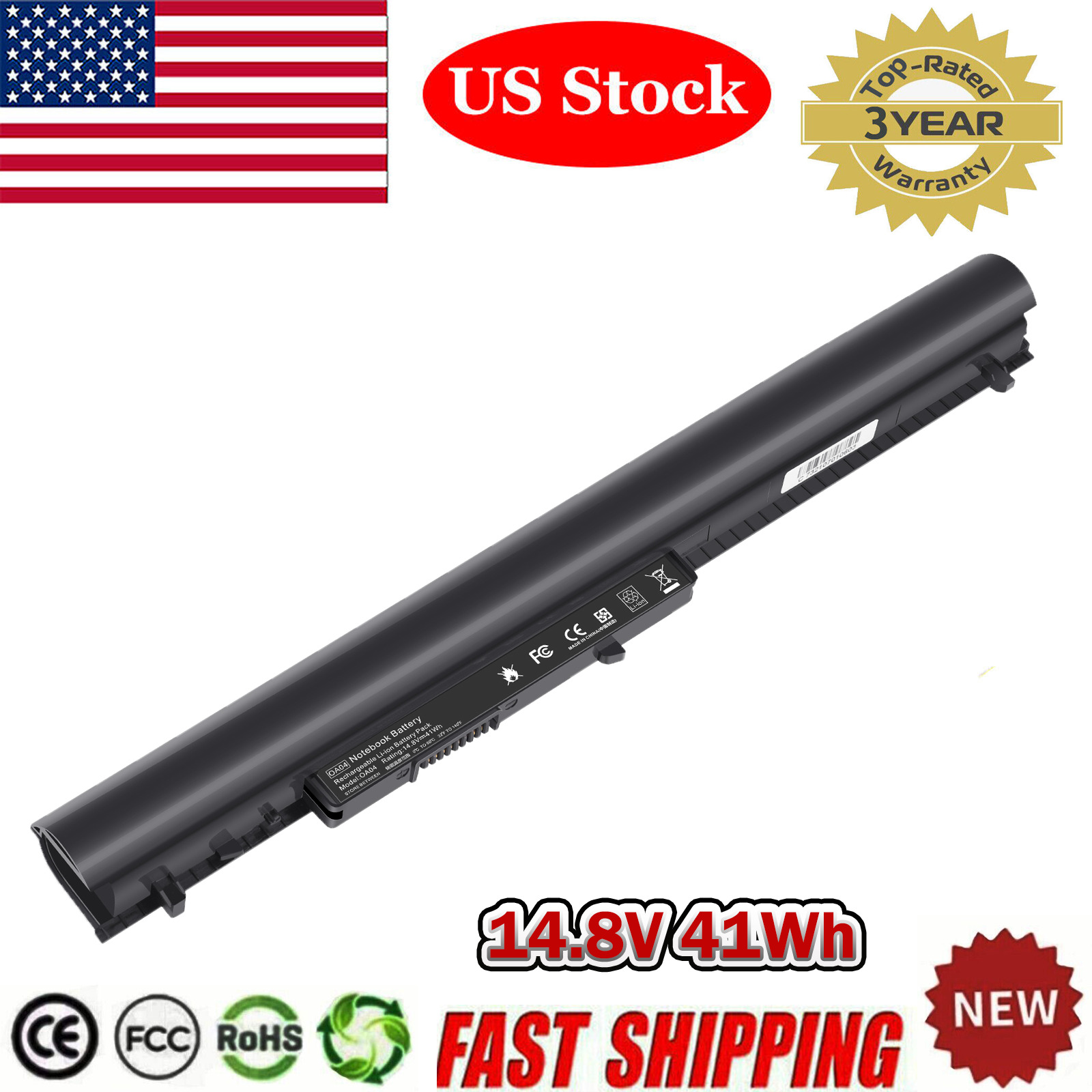 4 Cells Spare 746641-001 Battery For HP OA03 OA04 740715-001 746458-421 41Wh 