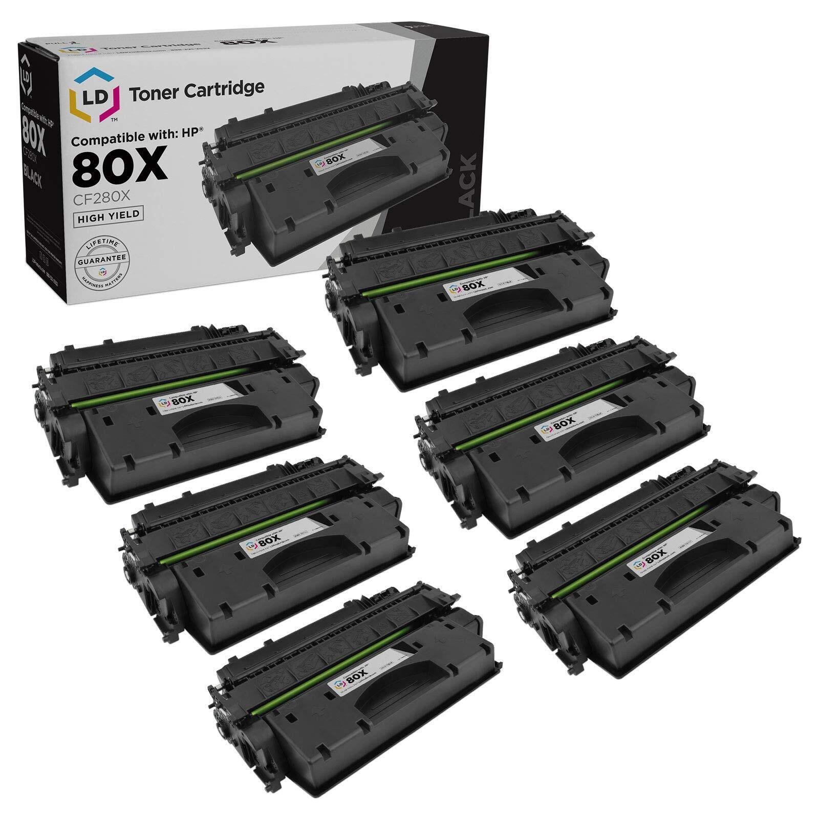 LD 6PK CF280X 80X Black High Yield Toner Cartridge for HP LaserJet M401dn M425dn