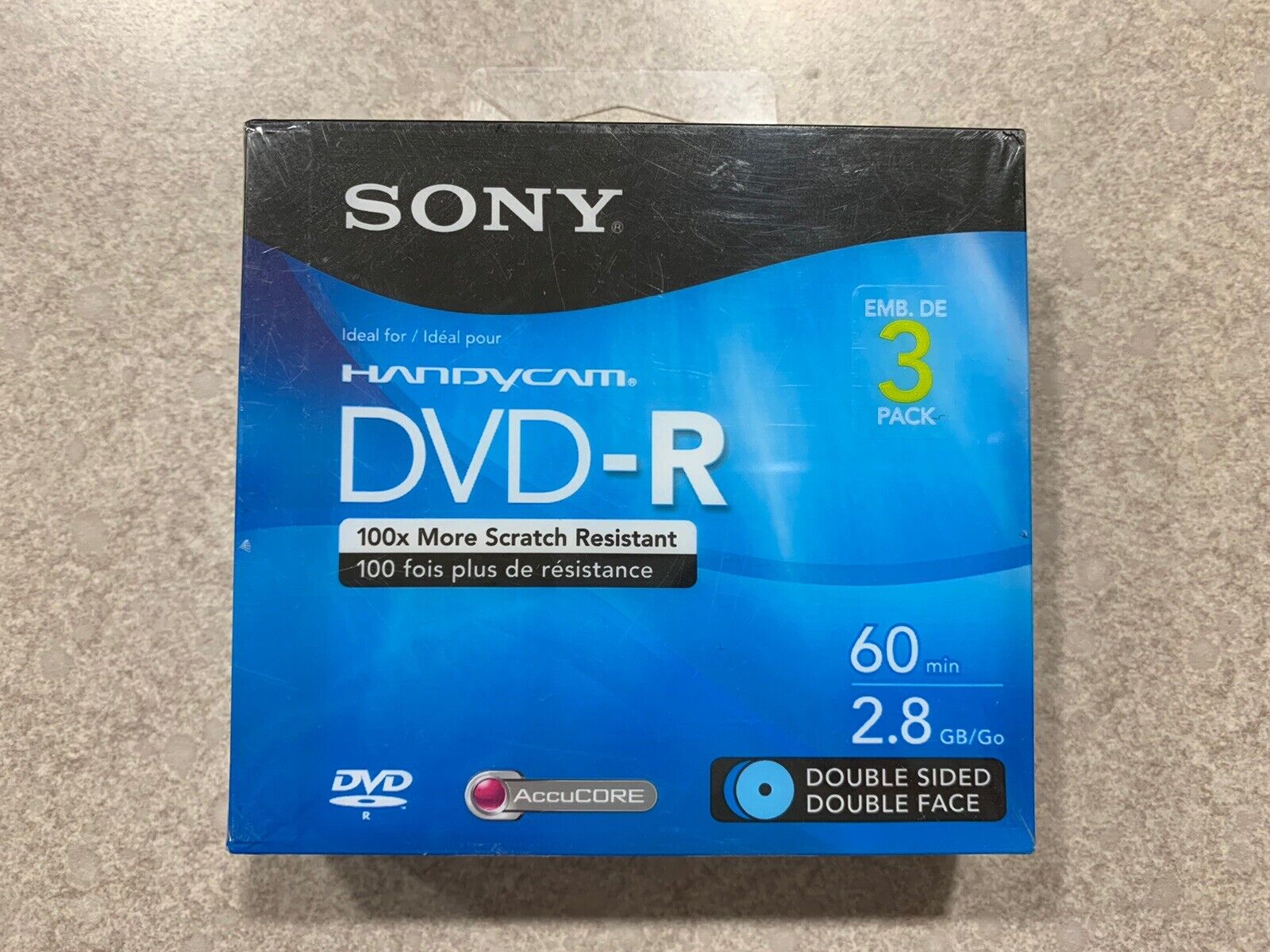 3 Pack Sony Handycam DVD-R Blank Mini Discs 60 min 2.8 GB Double Side New Sealed