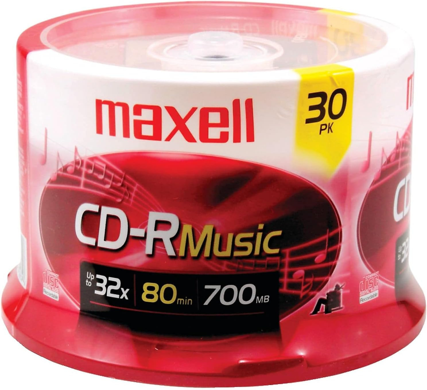 CD-R Blank Media 30 Pack Spindle Maxell Audio Music 32X 80 Minute 700MB Player