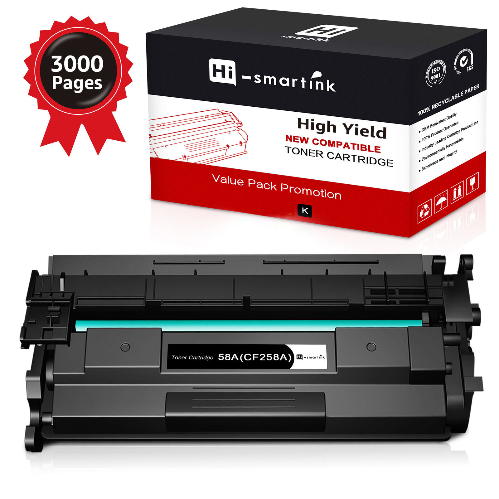 1PK 58A Toner replacement for HP CF258A With Chip LaserJet M404dn M404dw M404n