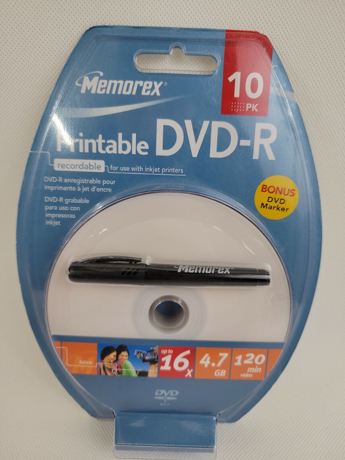 MEMOREX PRINTABLE DVD-R 10 Pack with Marker 10pk