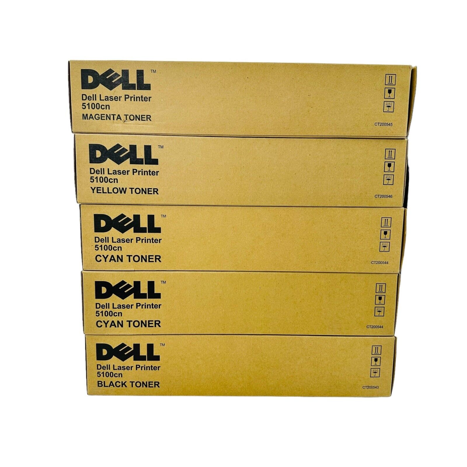 5 Toners Genuine Dell 5100cn Toner Cartridges Black 2 Cyan Yellow Magenta *Read