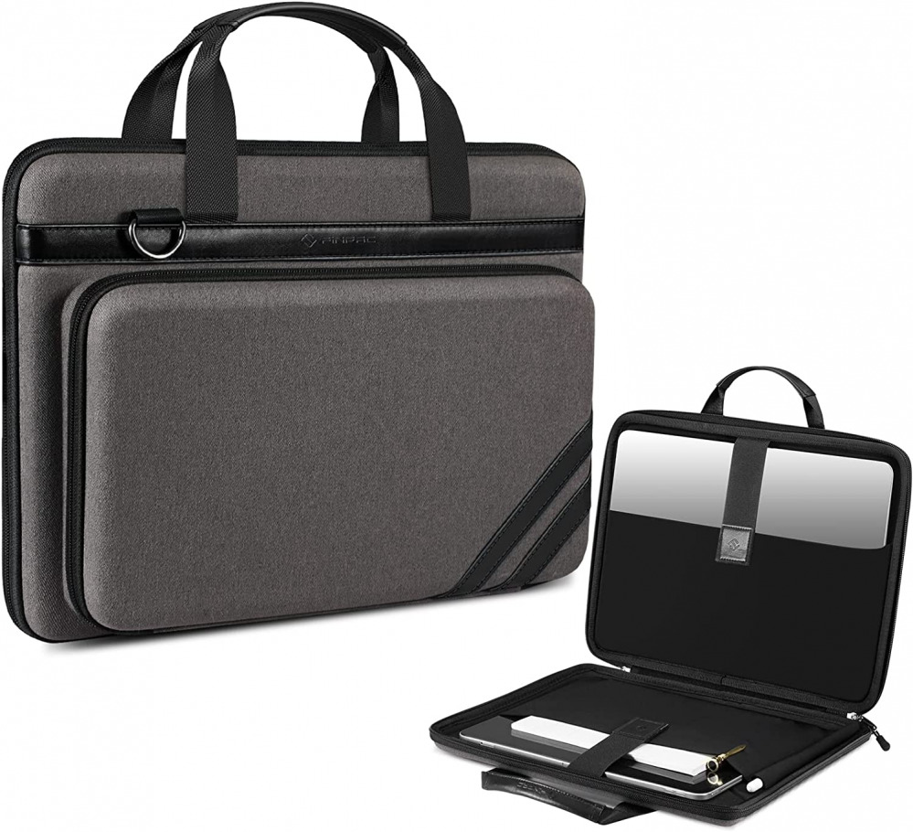 FINPAC 13-14 Inch Laptop Sleeve Case - Briefcase Shoulder Inch, Gray 