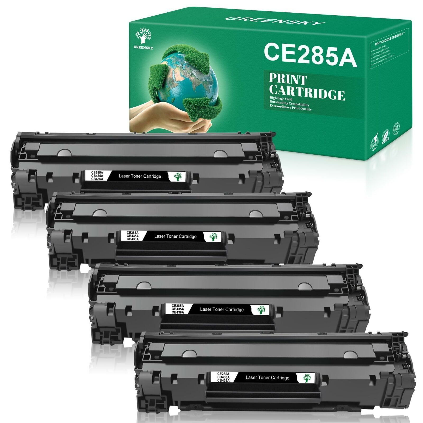 4x Premium CE285A 85A Black Toner Cartridge for HP LaserJet M1132 M1214nfh MFP