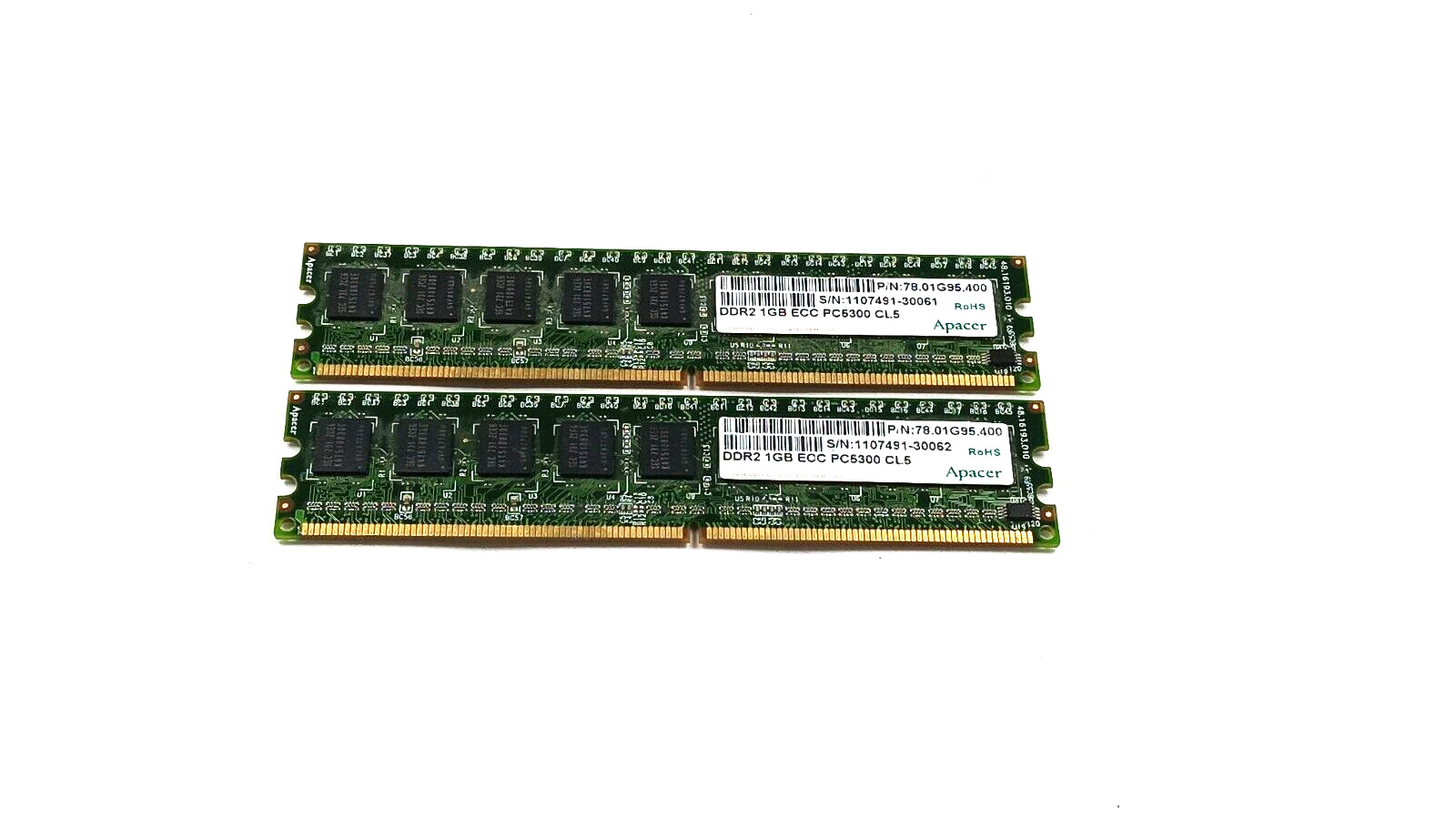 Apacer 2x1GB (2GB) 78.01G95.400 DDR2 1GB PC5300 ECC Registered RAM Memory Kit