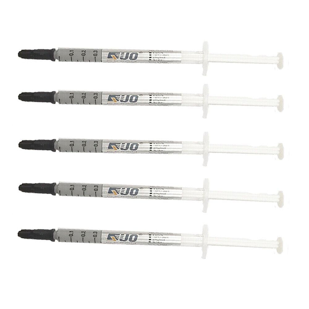 (5-pack) Silver Thermal Grease CPU Heatsink Compound Paste Syringe NEW VERSION