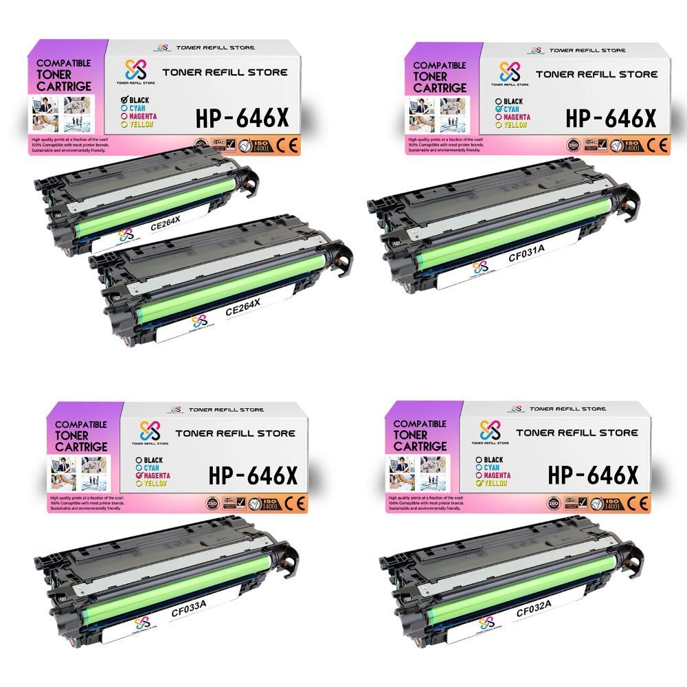 5Pk TRS 646X BCMY HY Compatible for HP Color LaserJet CM4540MFP Toner Cartridge