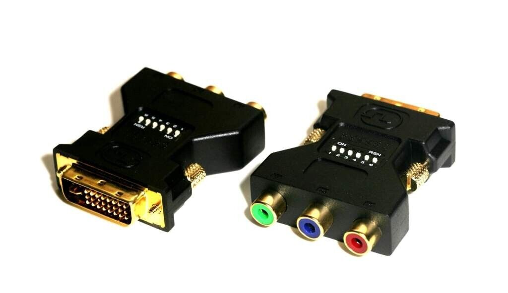 Monoprice DVI-I Male to 3 RCA Component Adapter w/ DIP Switch for ATI Video 2398