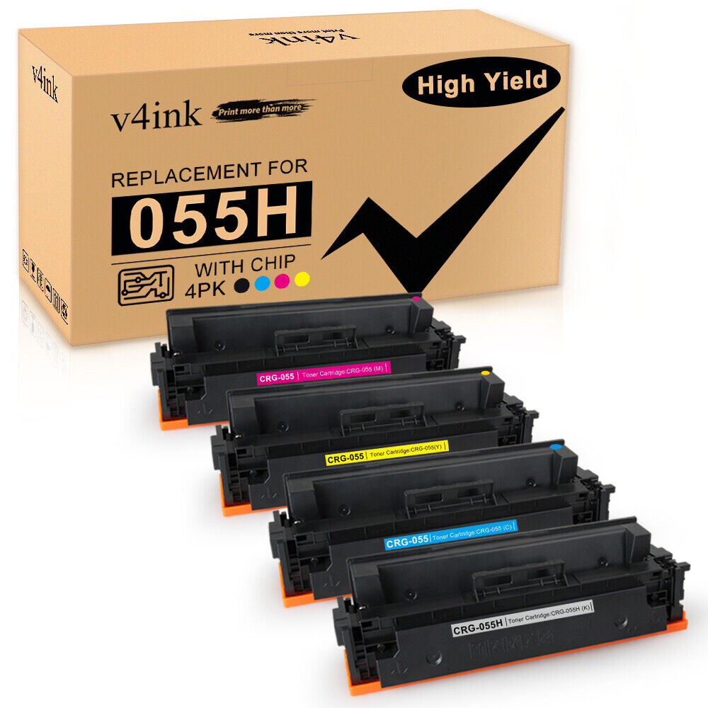 With Chip V4ink 4PK High Yield 055H Toner for Canon MF743Cdw MF741Cdw MF745Cdw