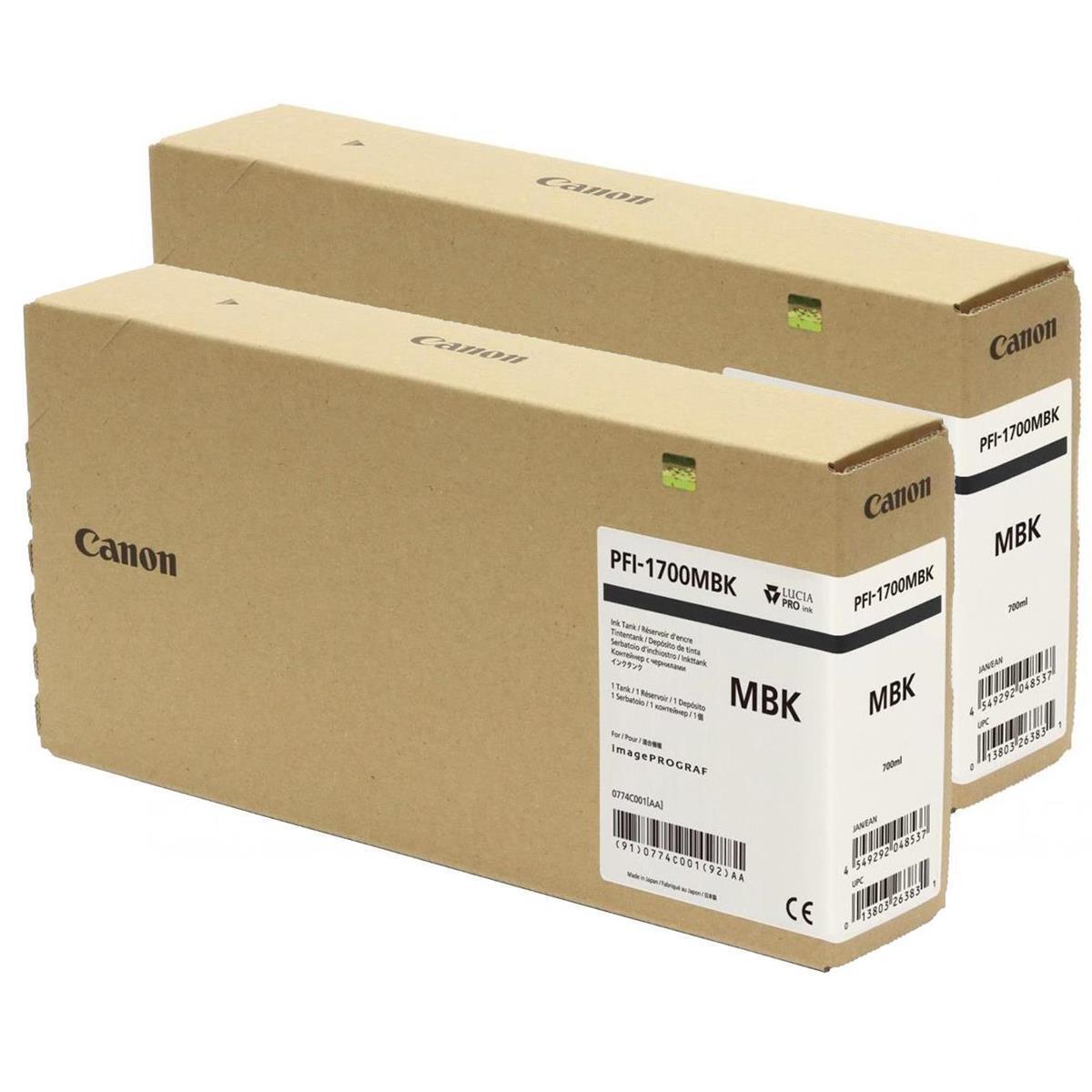 Canon 2X PFI-1700 700ml Matte Black Pigment Ink Tank for imagePROGRAF Printers