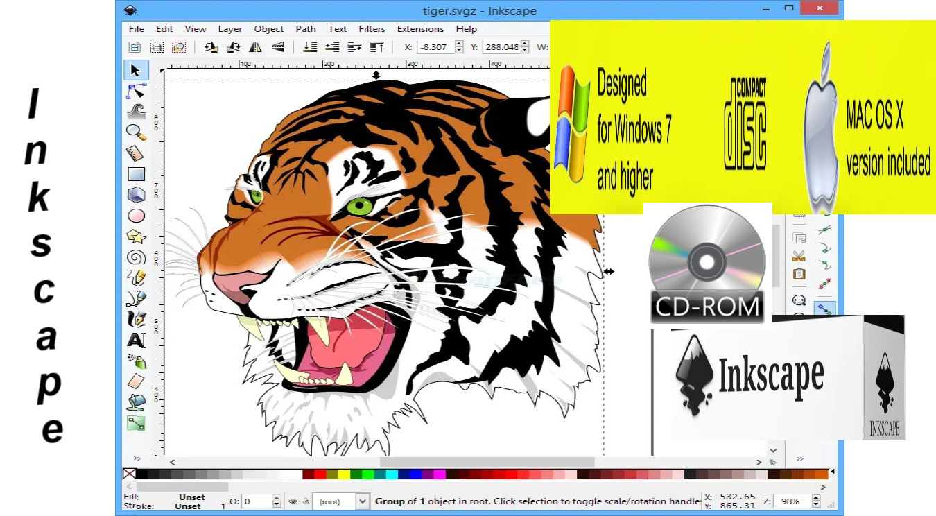 Vector Graphic Design Software for Windows & Mac ~ Inkscape Pro Illustrator ~ CD