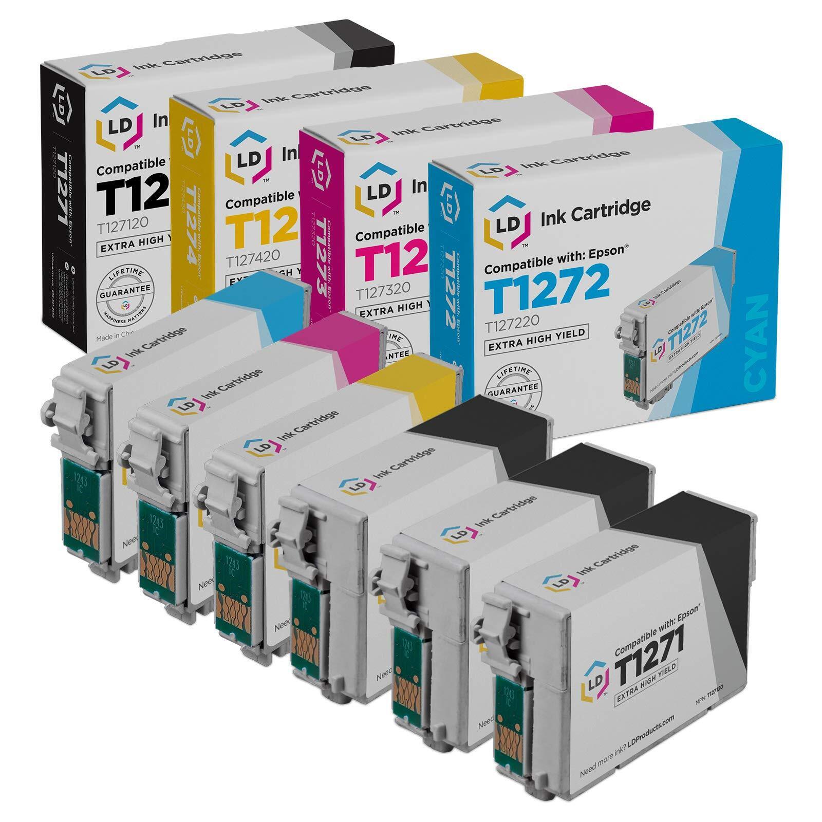 LD  Reman Epson for 127 T127 6pk Extra HY Ink T127120 T127220 T127320 T127420