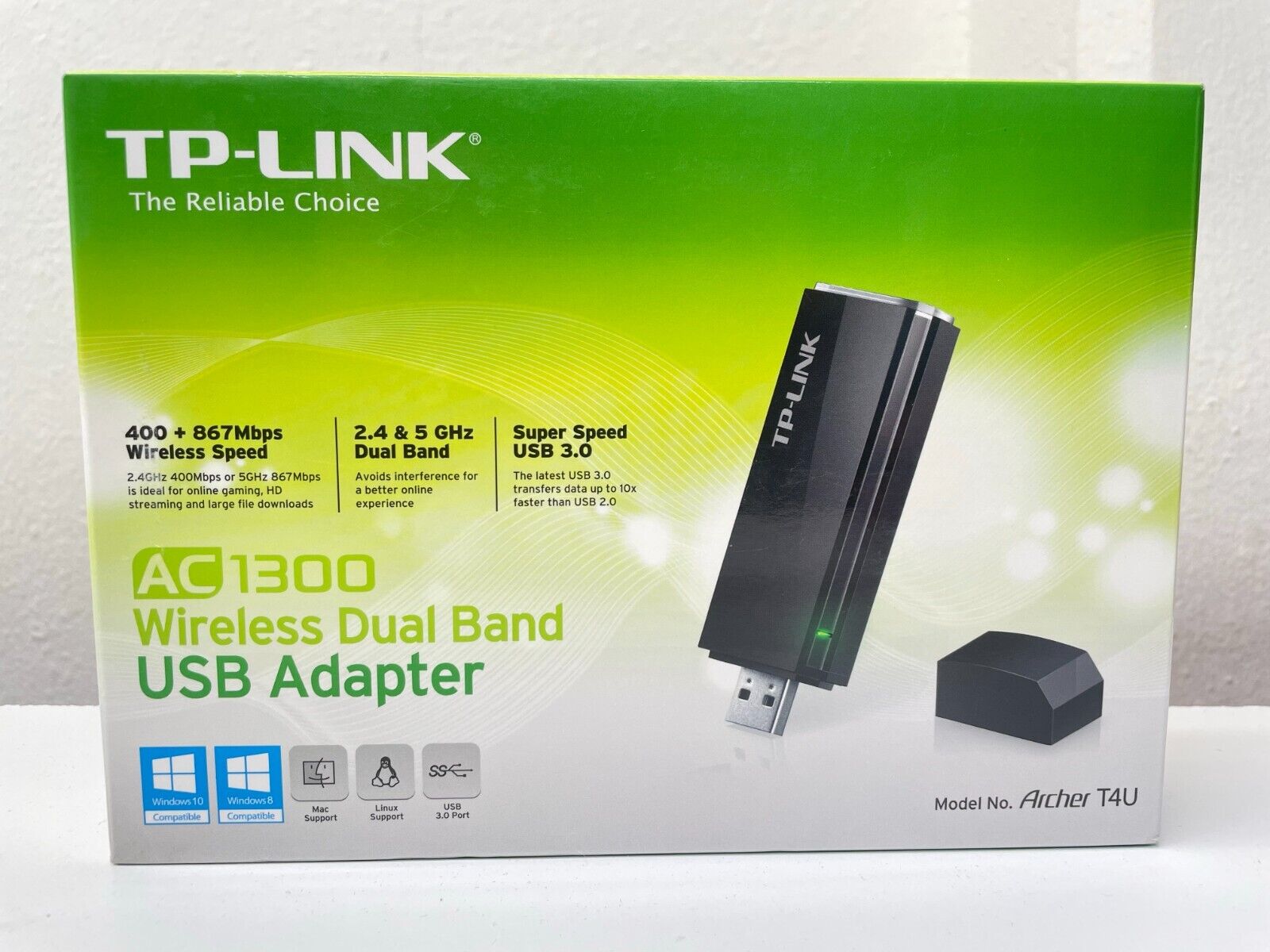 TP-LINK Archer T4U AC1300 Dual Band USB Adapter  USB 3.0 (OPEN BOX)