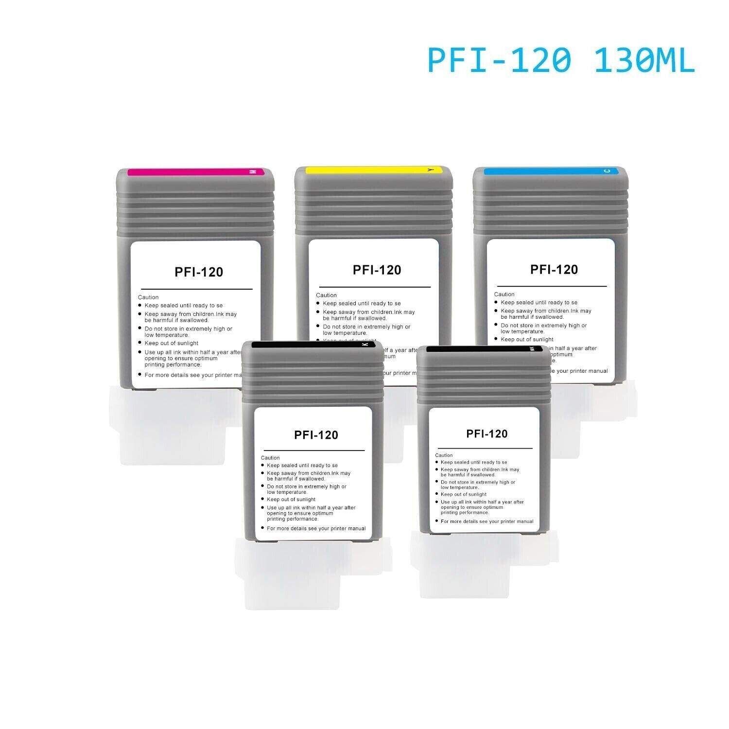 5 Pack PFI-120 PFI120 Ink Cartridge for Canon TM200 TM205 TM300 305