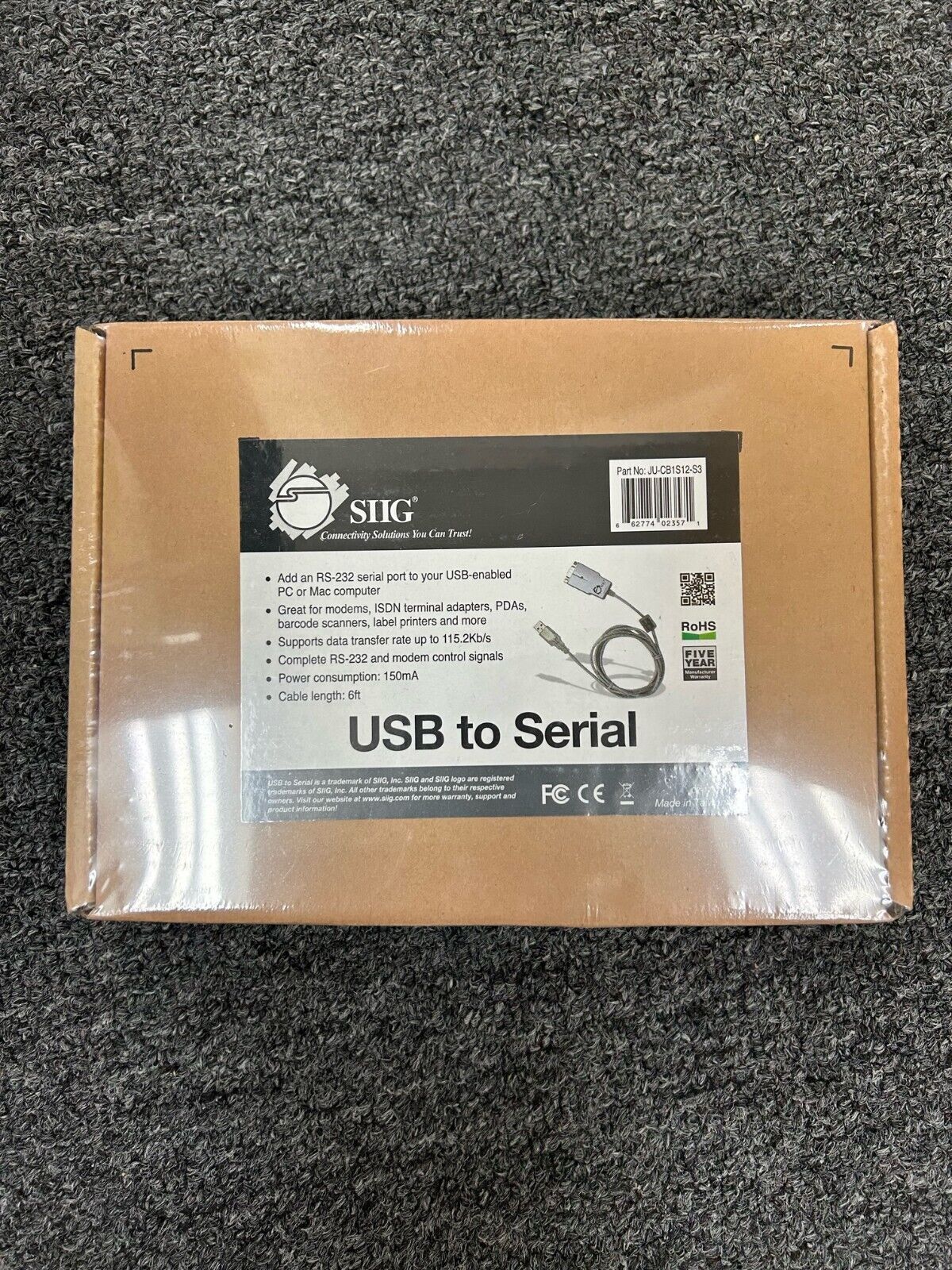 SIIG USB TO SERIAL cable, new