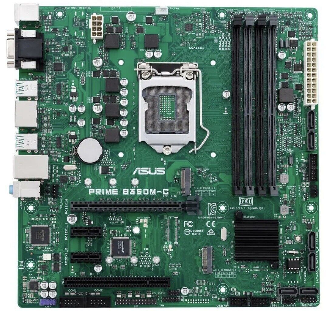 For ASUS PRIME B360M C motherboard LGA1151 DDR4 64G DP+VGA+HDMI M-ATX Tested ok