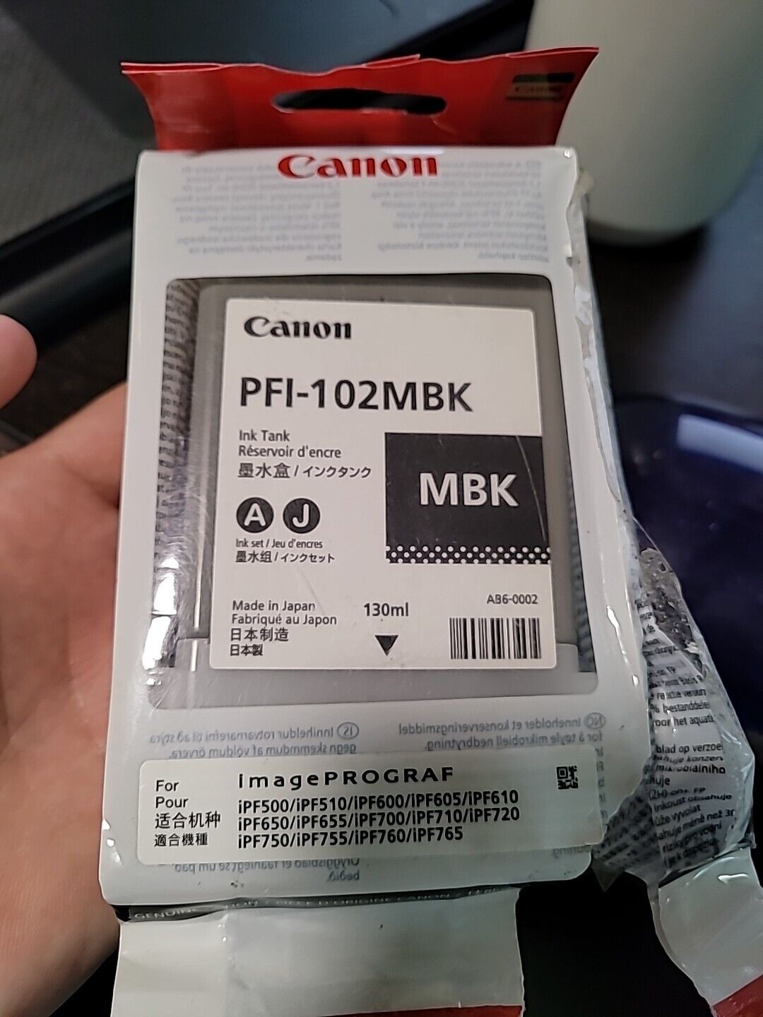Canon PFI-102MBK Ink Cartridge - Matte Black  - OPEN SEAL