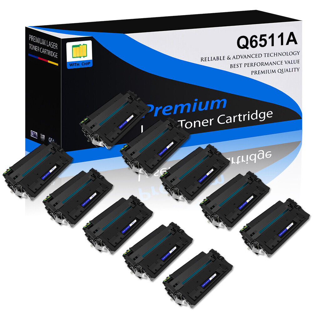 10 Pack For HP LaserJet 2430dtn 2430n 2430tn Q6511A Toner Cartridge 11A Black 