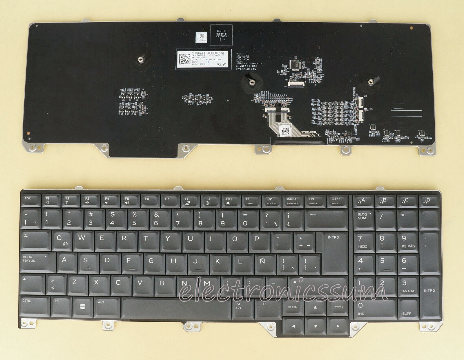 Latin Spanish Keyboard Teclado for Dell Alienware 17 R5, Per-Key LED RGB Backlit
