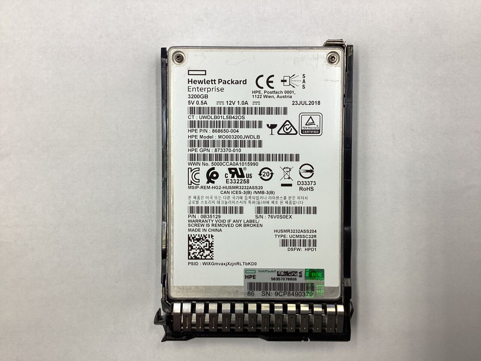 HPE 3.2TB 873367-B21 SAS 12G MIXED USE SFF SC PM5 SSD 873571-001 MO003200JWDLB