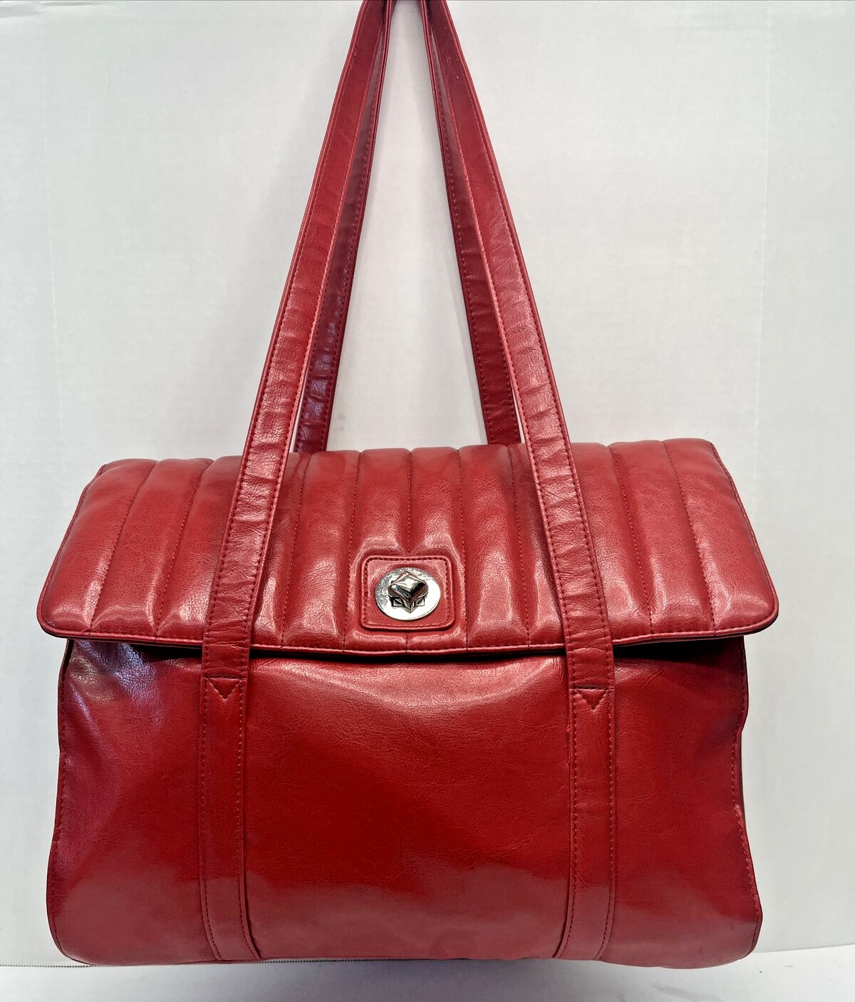 Buxton Large Faux Leather Bright Red Laptop Shoulder/Messenger Briefcase Bag