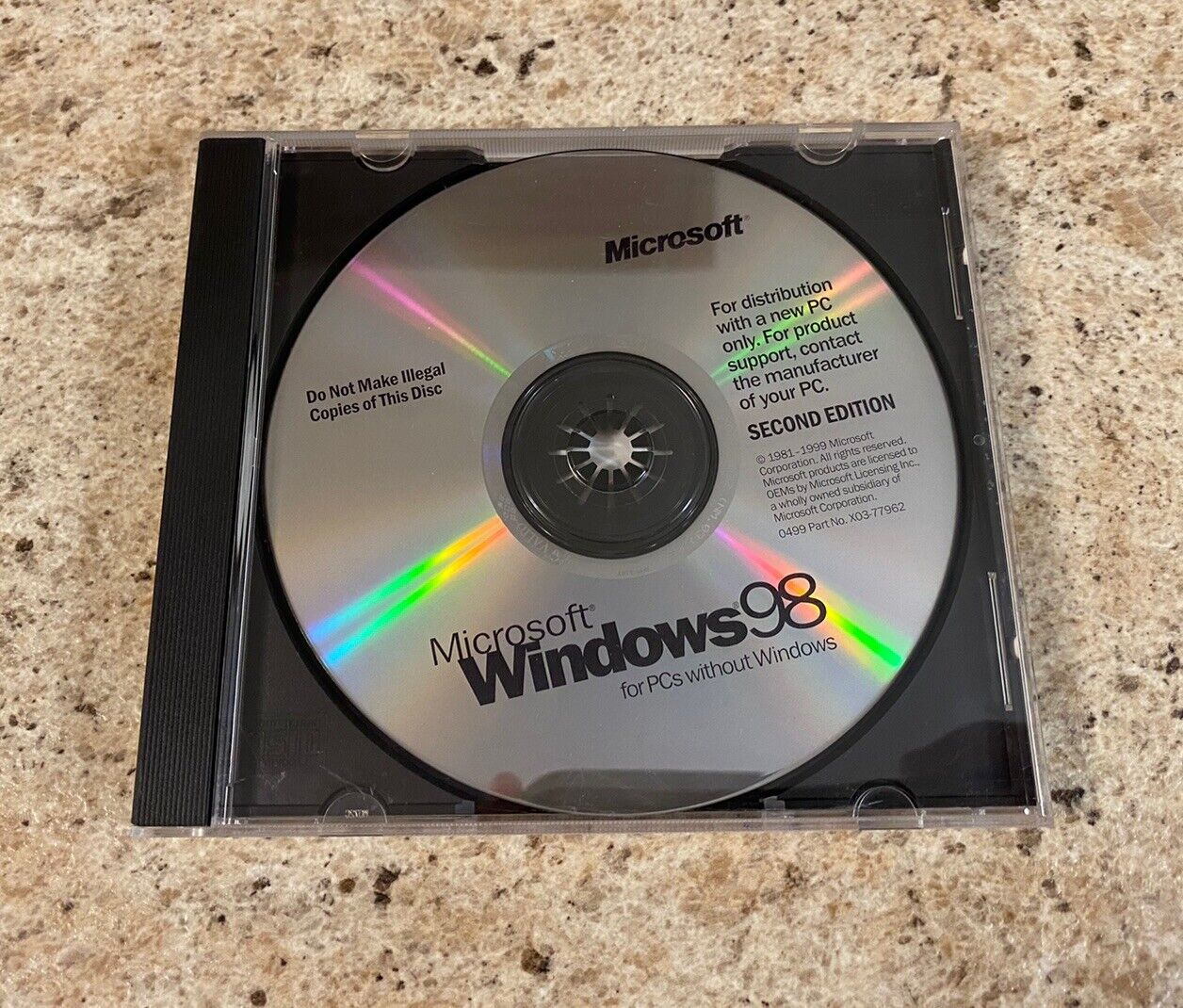 Microsoft Windows 98 Second Edition Disc For PCs Without Windows Rare Computer