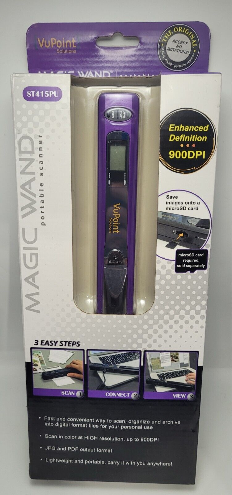 VuPoint ST415 Handheld Scanner Magic Wand Portable OCR 600 DPI New Sealed