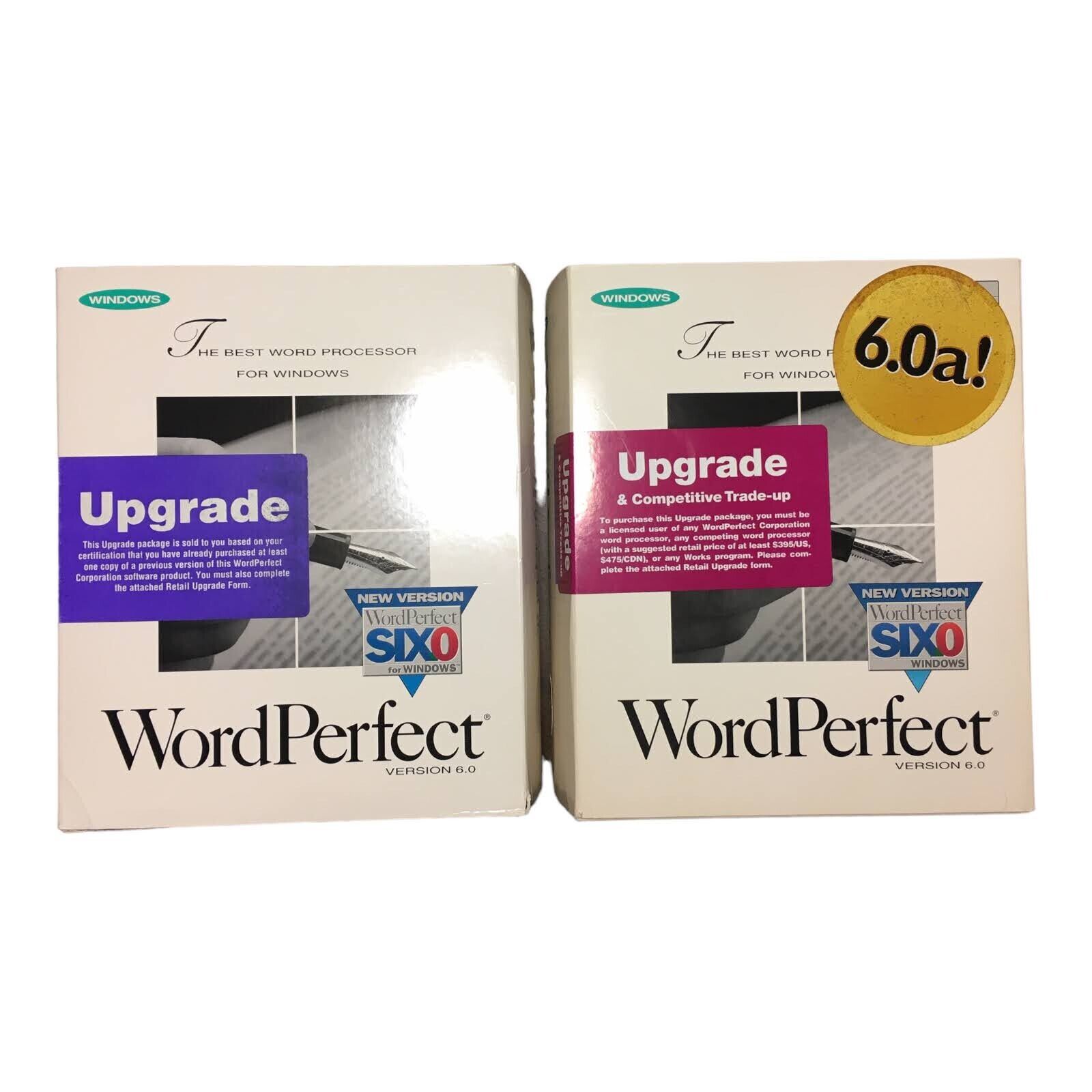 WordPerfect Upgrade Trade-up Version 6.0 & 6.0a For Windows 3.1 Unused Open Box